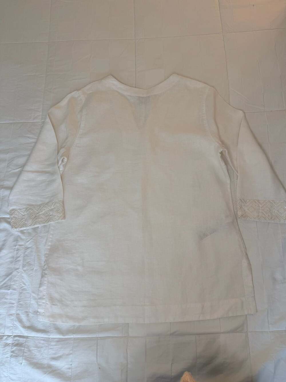 Tommy Bahama White Linen Embroidered Tunic Top Coastal Resort Beachy Size M - Picture 6 of 6